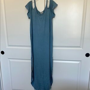 NWOT Sweet Lovely by Jen Periwinkle Blue Cold Shoulder Maxi Dress Size S Tall